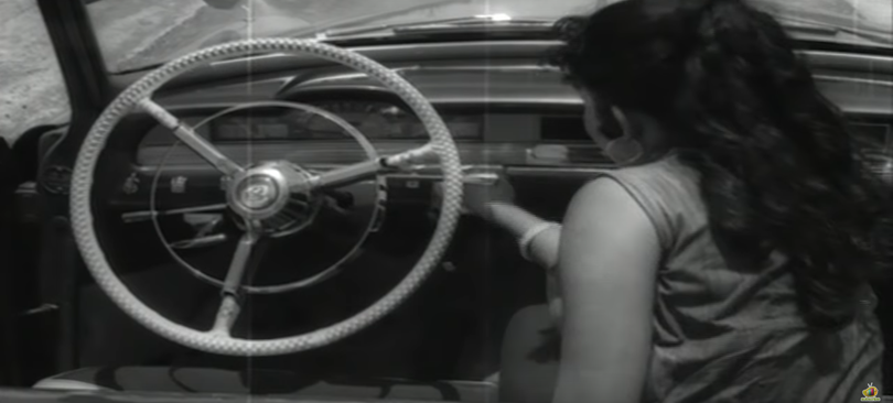 A Desoto Diplomat in Manushulu Mamathalu 1965. It's a base version. The dashboard has no radio and the clock is a local one. Jayalalithaa's Telugu debut with a lot of fashion cues and a swimsuit song -Siggesthonda? :-)Probably the only Savitri-Jayalalithaa combination ever.