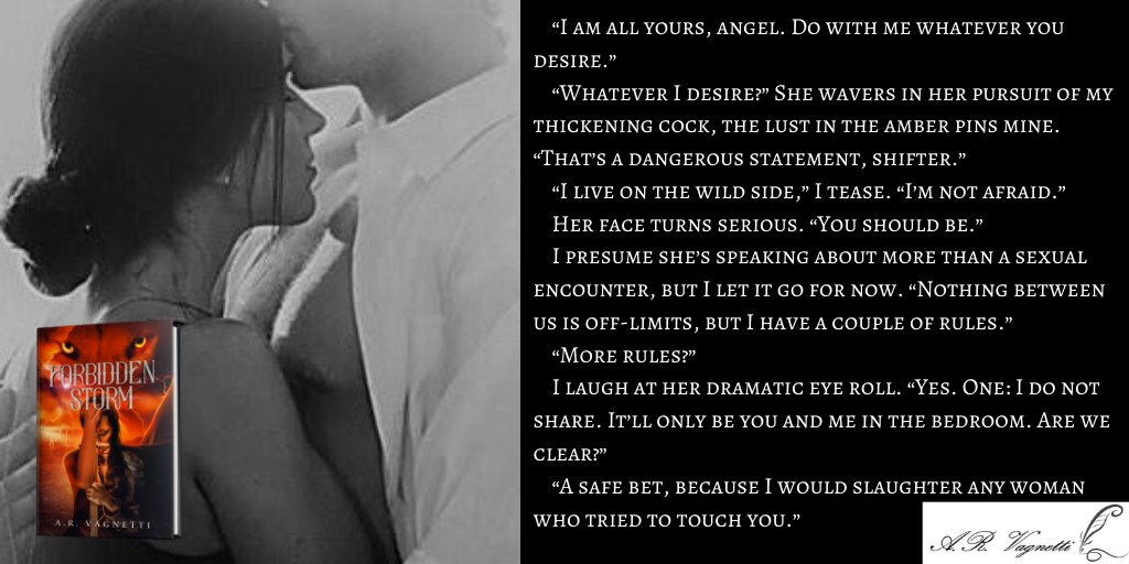 ARVagnetti's tweet photo. "More rules?"
I laugh at her dramatic eye roll. "Yes. It'll only be you and me in the bedroom. Are we clear?"
"A safe bet, because I would slaughter any woman who tried to touch you."
#Thurds #Romance #ForbiddenStorm
https://t.co/6DEzF2l4dj https://t.co/GsKgiawGXC