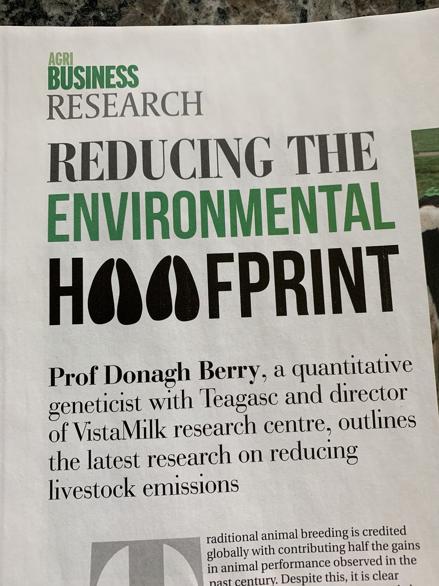 GreenBreedDAFM's tweet photo. Check out the latest @KPMG_Ireland and @farmersjournal Agri-Business Report which features an article by Prof. Donagh Berry on the latest @teagasc, @GreenBreedDAFM, and @VistaMilk research on reducing beef, sheep, and dairy livestock emissions #Sustainability2050 https://t.co/nseTLGlkUf