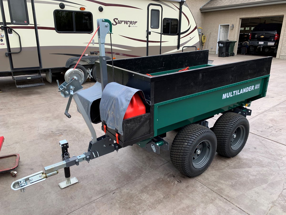 WoodlandMills's tweet photo. Bought the #Multilander logging trailer with the utility dump box & the universal mounting kit so I can have a flat deck trailer. very good quality. highly recommend this product. hauled big loads of fire wood and it handles it no sweat. it’s the best trailer on the market Gerard https://t.co/EHxI8Vwb7o