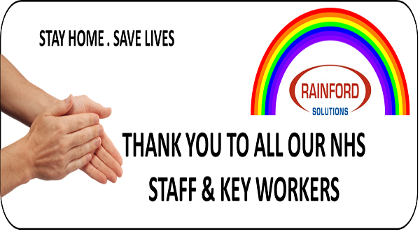 <a href="/RainfordSol/">Rainford Solutions</a> would like to say a big thank you to all our NHS Staff and Key Workers 🌈
 
Remember to clap for our fantastic front line staff, tonight 8pm. Let’s make lots of noise... 👋🥁