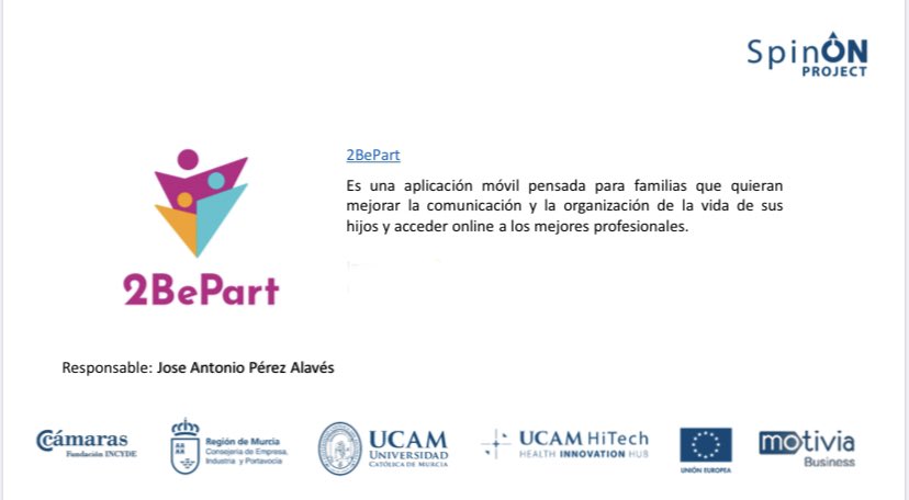 Proyecto #SpinON <a href="/2BePart/">2BePart</a> app para mejorar comunicación entre las familias #SpinOff #EBT #IAT