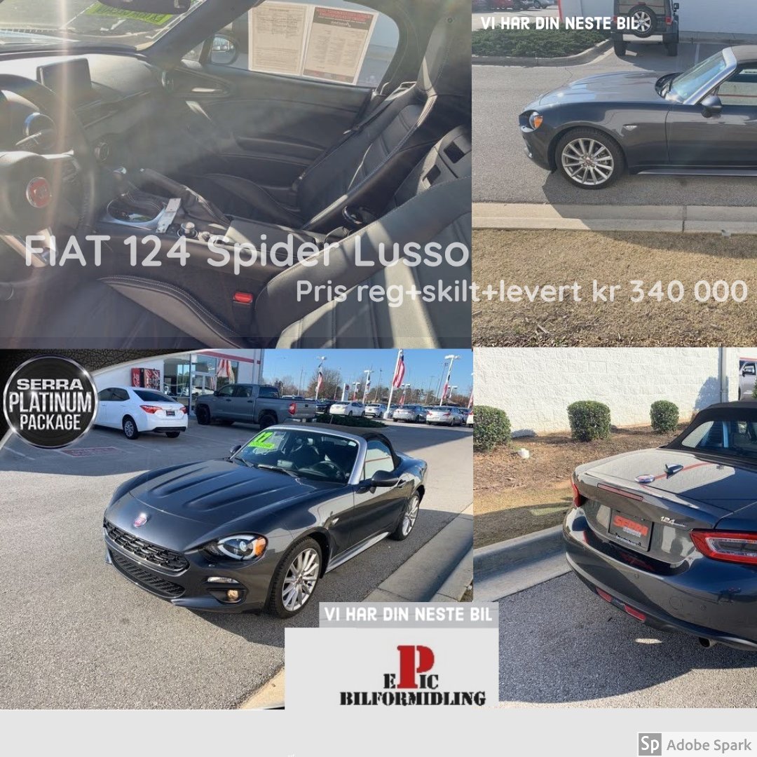 bilformidling's tweet image. ☀️Sommerbil? &amp;gt;&amp;gt;  Fiat 124 Spider Lusso Cabriolet 2019 💝
Kr 340 000 registert og levert.
🗺️ 🇳🇴 Hentes/Levert i Bærum eller Stryn
💲 Finansering tilgjengelig | Super rente | opptil 100% finansiering 
🧿 Garanti tilbys |
buff.ly/3e9TgdA
#Fiat #Lusso #bil