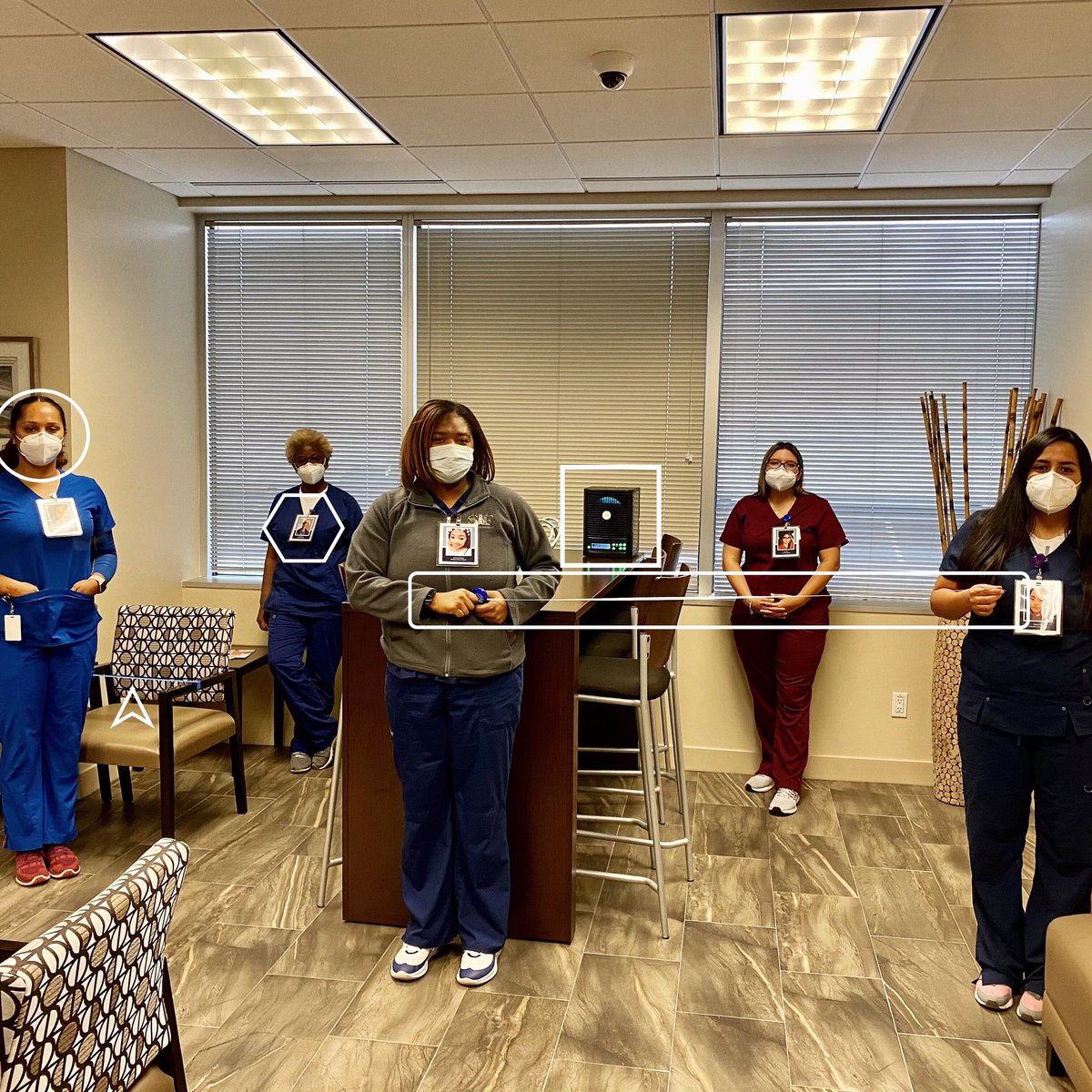 FibroidFreeMD's tweet photo. I’m smiling, are you smiling? The Fibroid Institute is practicing social distancing, wearing masks, wearing larger photo ID’s (so you can see our smiles) &amp; utilizing CASPR to assist in keeping our patients &amp; staff protected.  We are in this together, come see us! #fibroidfree https://t.co/jreEK4W059