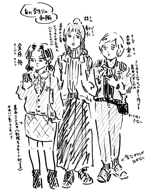 あの学生らの私服イメージ 