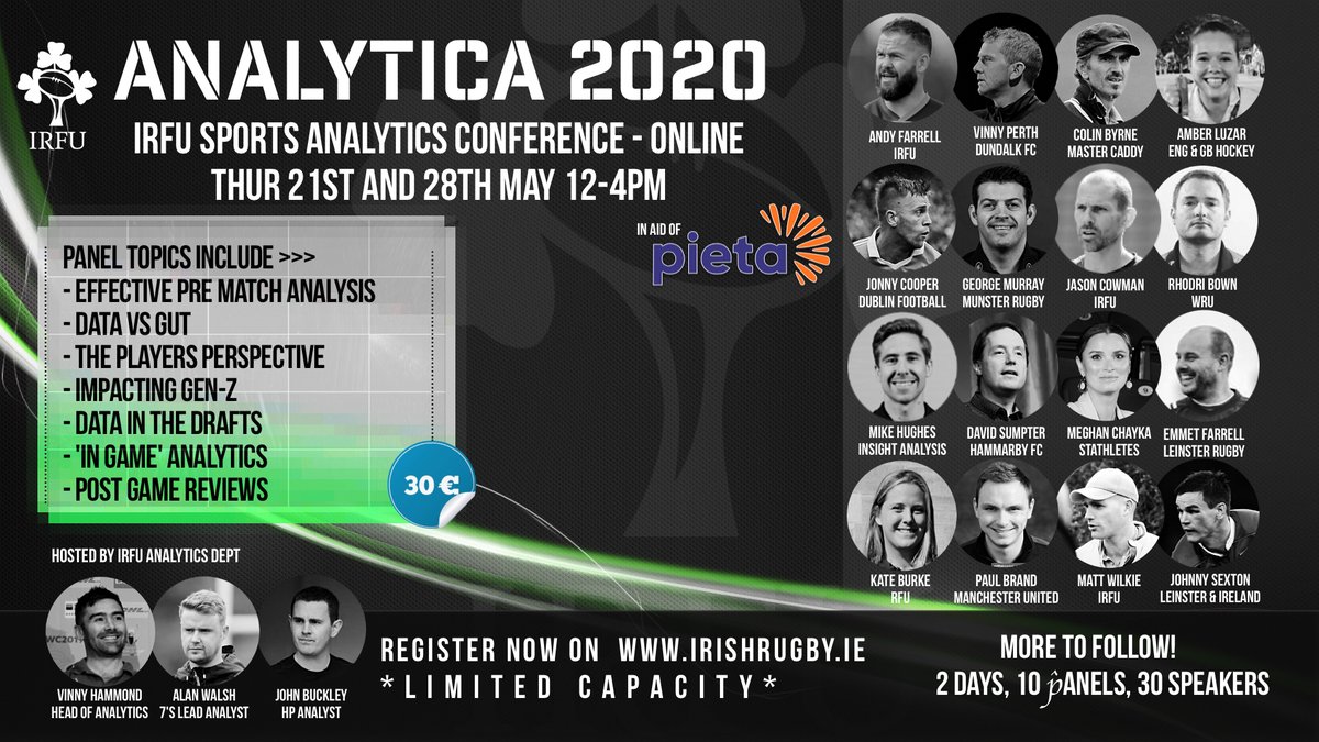 rocshot's tweet image. Brilliant virtual conference today with @IrishRugby. To the point, no BS, interesting questions, no tech delays, no bad coffee and really well hosted by @vinnyhammond #Analytica2020