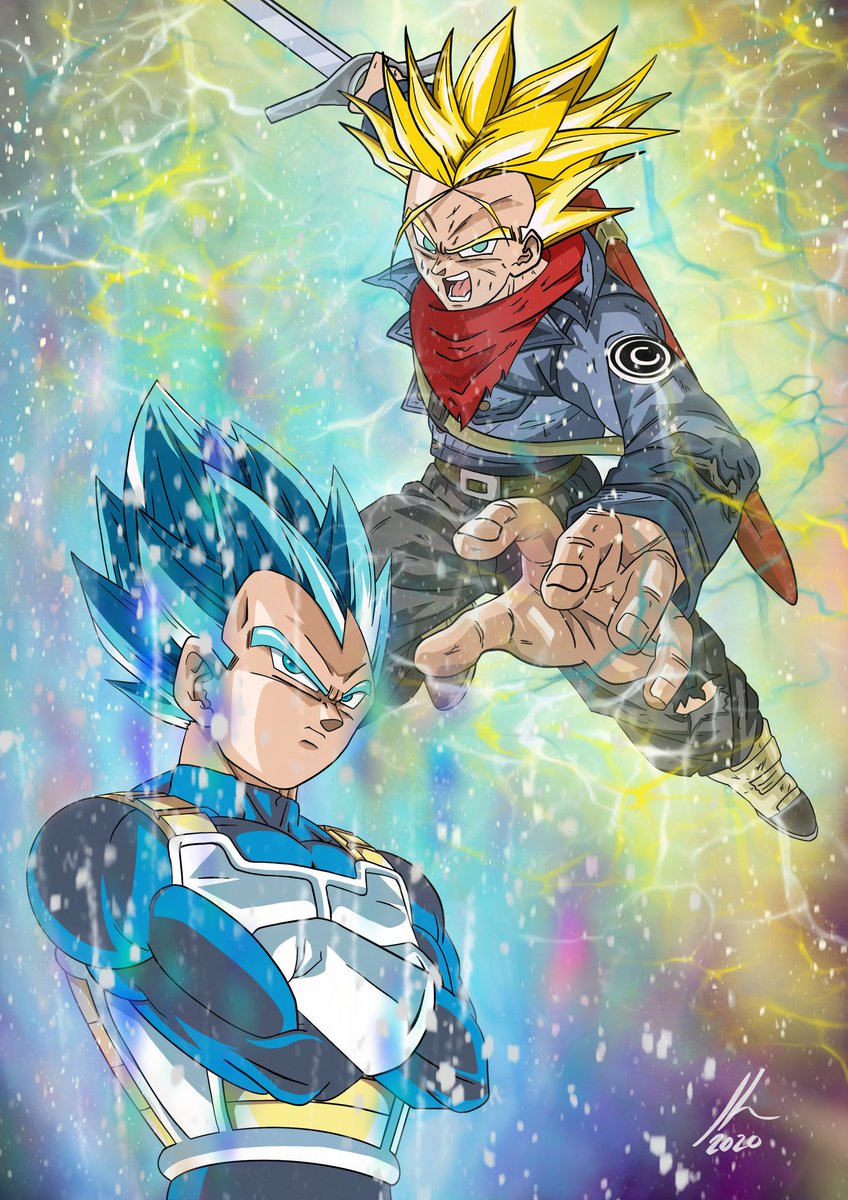 JackHuddlestone's tweet photo. <art>
     Today was a day for #DragonBallSuper #art featuring #vegeta and #trunks using @Procreate.
</art> https://t.co/rRVMiG3GD8
