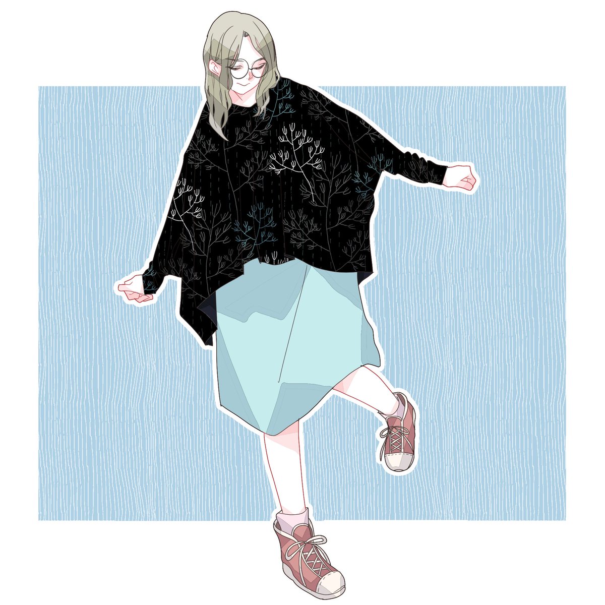 みぬい イラストレーター ファッションイラスト やっぱり黒は締まって良き