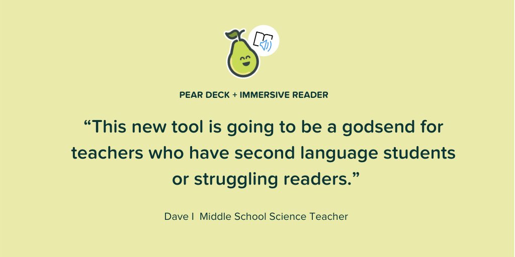 Are you a teacher of newcomers or ELL students? #ImmersiveReader’s learning tools, like Picture Dictionary and Translation, will help students read the text in your Pear Deck presentations! 🌏💻🔤 

Learn more: hubs.ly/H0qJxy80