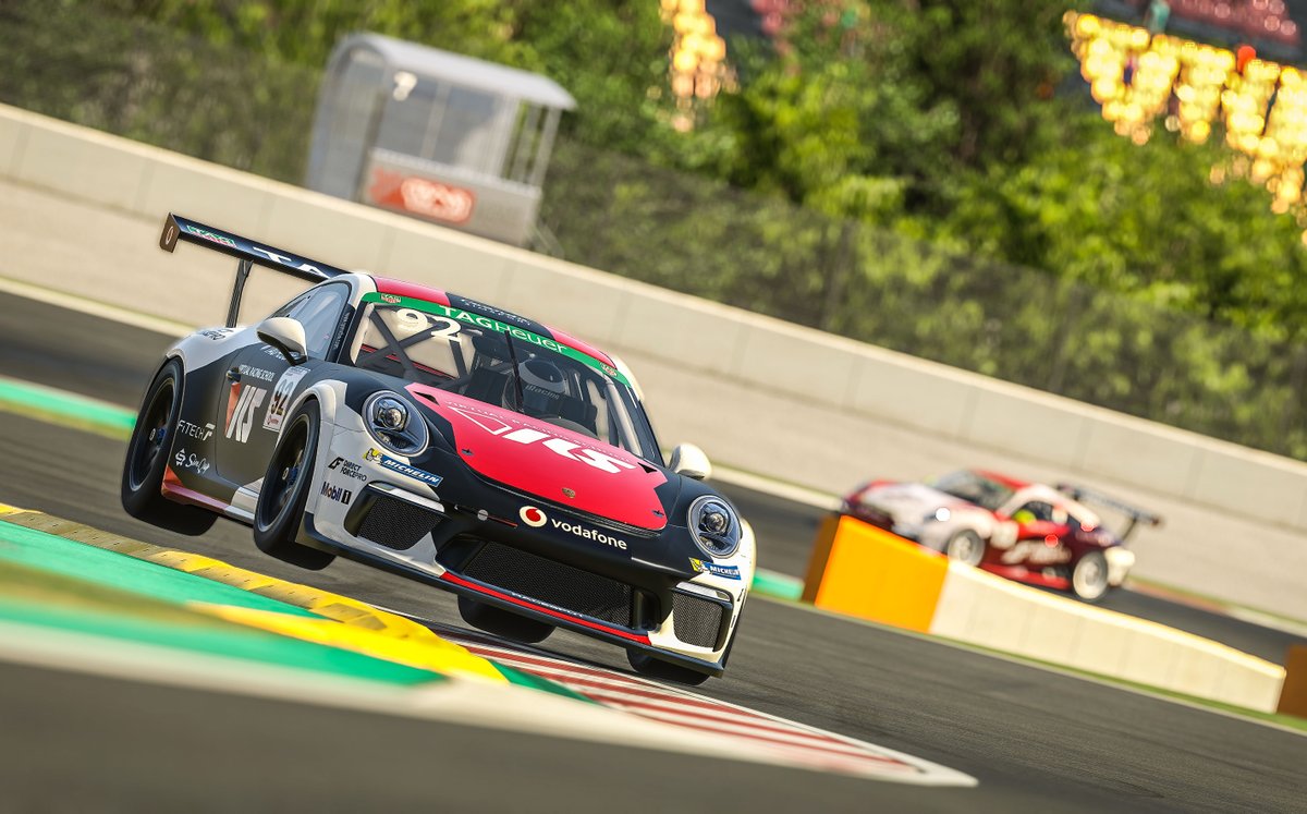PorscheRaces's tweet photo. #PESC – Thrilling title race in the #Porsche TAG Heuer Esports Supercup: @57etingi (103 points) leads the championship heading to @DoningtonParkUK. Four points behind him in second place is @bcl_racing. Last year’s champion @JKRogers_92 is third with 90 points @TAGHeuer @iRacing https://t.co/R4Z8O1mQ46