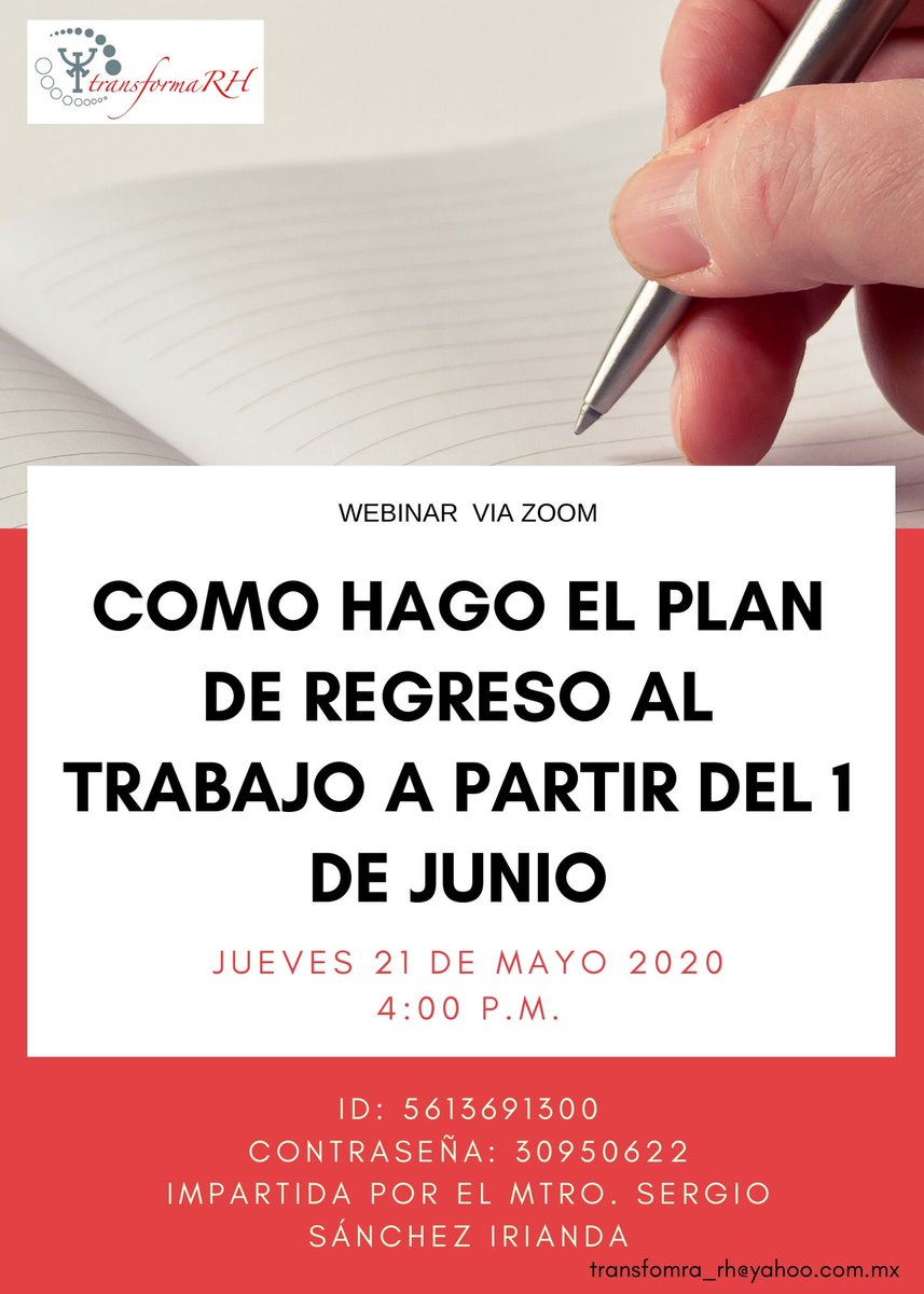 transformarh1's tweet photo. #webinar #zoom #1dejunio #contingencia #transformarh #regresoaltrabajo #webinargratuito #RecursosHumanos #Covid_19 https://t.co/hYAS37RJi8