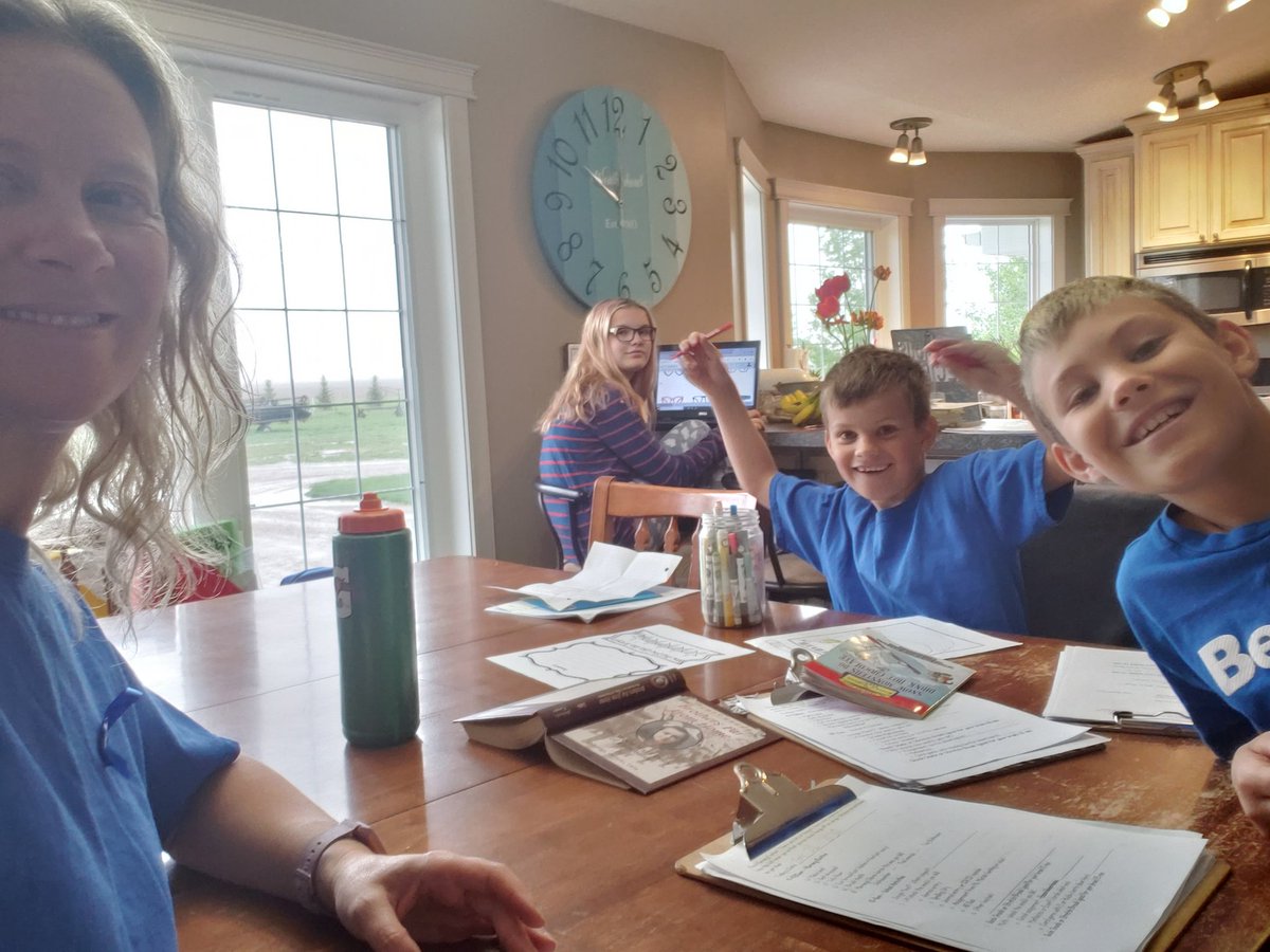 jthursty's tweet image. Working at home but wearing blue like we would do if we were in @SMBISchool! #hs4 #catholiceducationweek