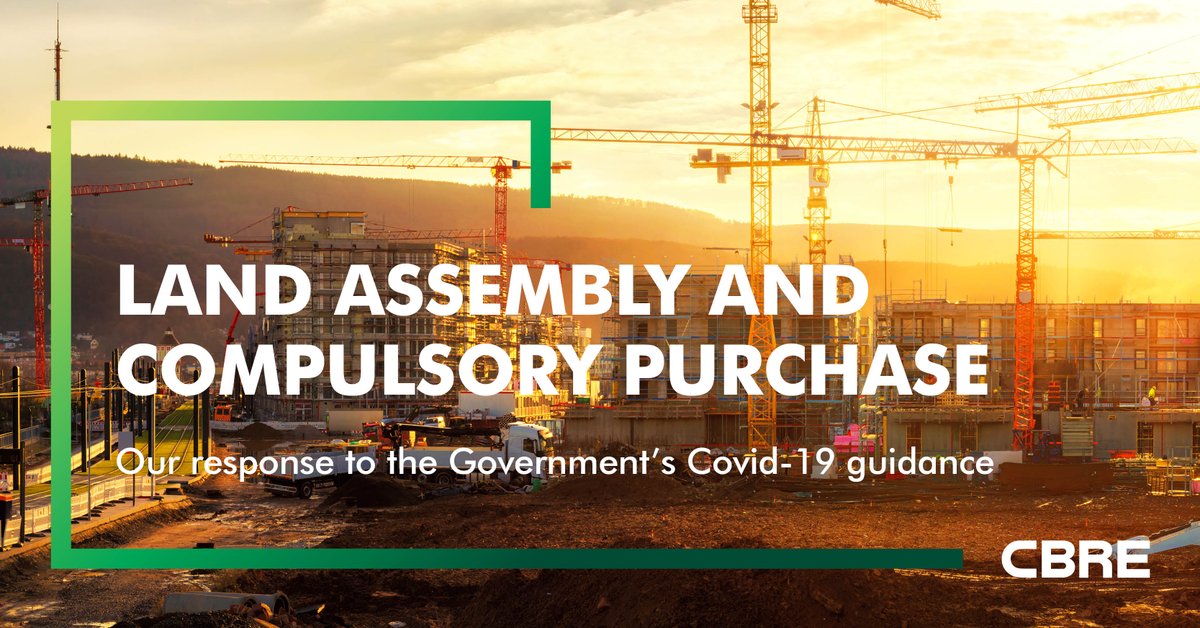 CBRE_UK's tweet photo. As #construction work resumes on large public #development projects the Government has issued new guidance about the impact of #COVID19 on the process of compulsory purchase. Read our response to the guidance https://t.co/5fVbKOZtoh

#CBREBuildingConsultancy https://t.co/T5EMPQrvcz