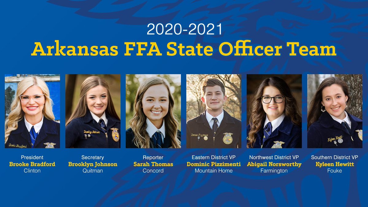 Congratulations to the newly-elected 2020-21 Arkansas FFA State Officer Team!