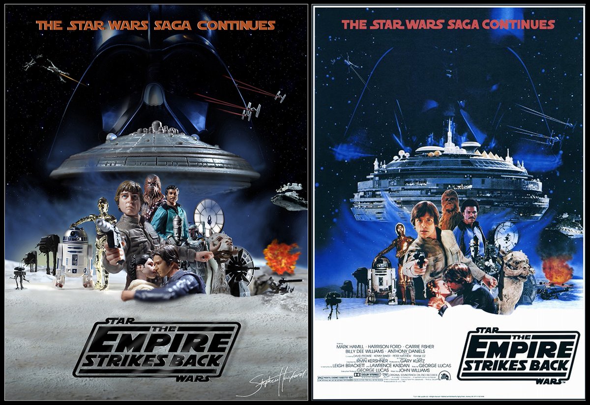 HayfordPhoto's tweet photo. Happy 40th anniversary #StarWars #TheEmpireStrikesBack!  It's been my favorite since childhood when I saw it opening weekend.  So, I was thrilled when I got to make this toyetic tribute for Lucasfilm for the 30th.  #fullcircle https://t.co/dMwWPVzzep