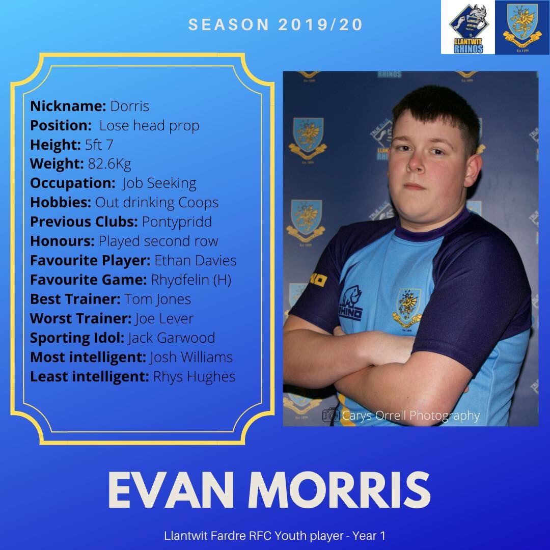 LlantwitYouth's tweet photo. @EvanMor85861330 joined up with us this season and consistently puts a shift in. I do question his choice of most intelligent mind, looking after his front row butty’s #rugbyforall #oneclubproudclub @OrrellCarys @LlantwitRFC @llantwit_pink @LlantwitJ @LlantwitR @ChurchVillageFC https://t.co/EDtncq0ZEF