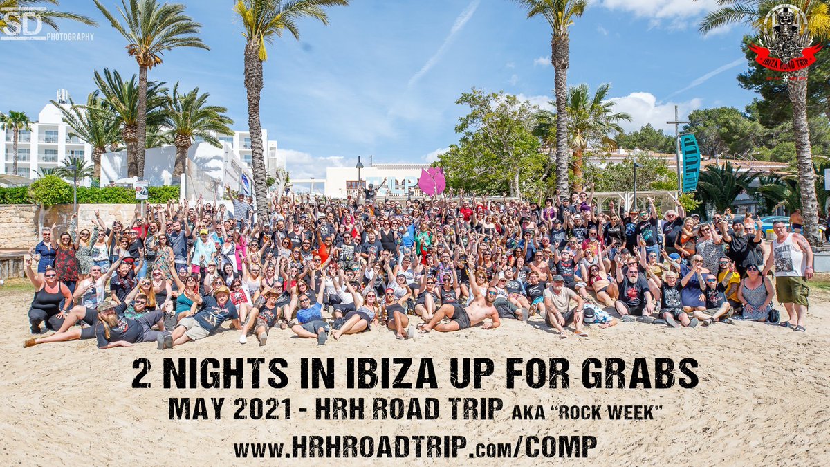 We're offering out more free nights for a Rock n Roll Holiday in the sun! 

Enter online at hrhroadtrip.com/comp

HRH Road Trip 2021 just got bigger with another arena, 12 extra bands and lots of sun, sea &amp; sangria ❤️

#ibiza #ibizaspain #livemusic #travel #holiday #rockweek