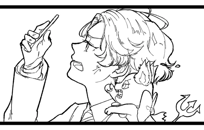 ふと思い立って2ページくらいの漫画を描こうとし始めた 監督生ちゃんとグリムがいい感じに描けたので、今夜はここまで
プラス漫画の予定です 