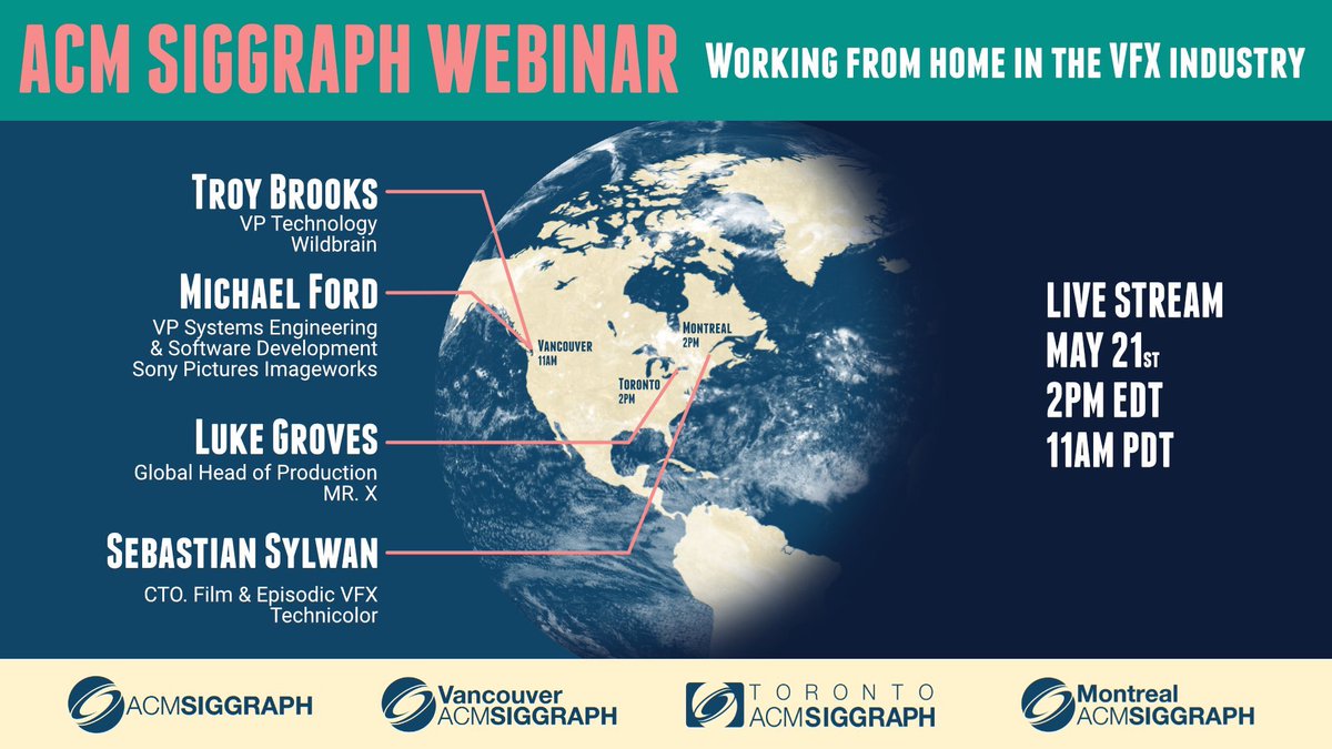 TODAY: Learn insight into the #VFX world with <a href="/SIGGRAPH/">ACM SIGGRAPH</a>’s webinar: Working from Home in the VFX Industry! 

⏰: 2pm EDT 
RSVP ➡️ bit.ly/2ybVGZK