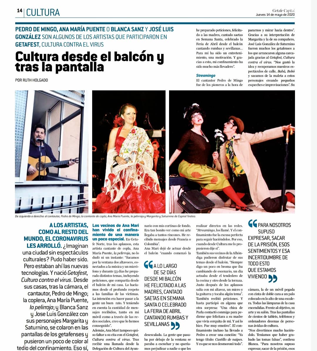 demingomusic's tweet photo. 📰📰📰 La pasada semana aparecía en el especial "Historias del coronavirus" del diario @Getafecapital hablando del confinamiento, el #streamingo y el #Getafest en una entrevista de @rutholgado Os dejo el texto por aquí y una foto cantando desde el balcón 📰📰📰 https://t.co/MLMq5fDJno