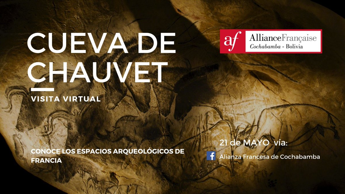 AFC_cochabamba's tweet photo. #VisitaVirtual
Para esta semana dedicada a los #museos, la Alianza Francesa de Cochabamba te invita a conocer #hoy uno de los sitios arqueológicos más importantes de #Francia 🇫🇷
Cueva de Chauvet - Grotte Chauvet 2 - Ardèche 
👉https://t.co/EixRq9rYjj
#AFcultural #AFcochabamba https://t.co/Za463goNMZ