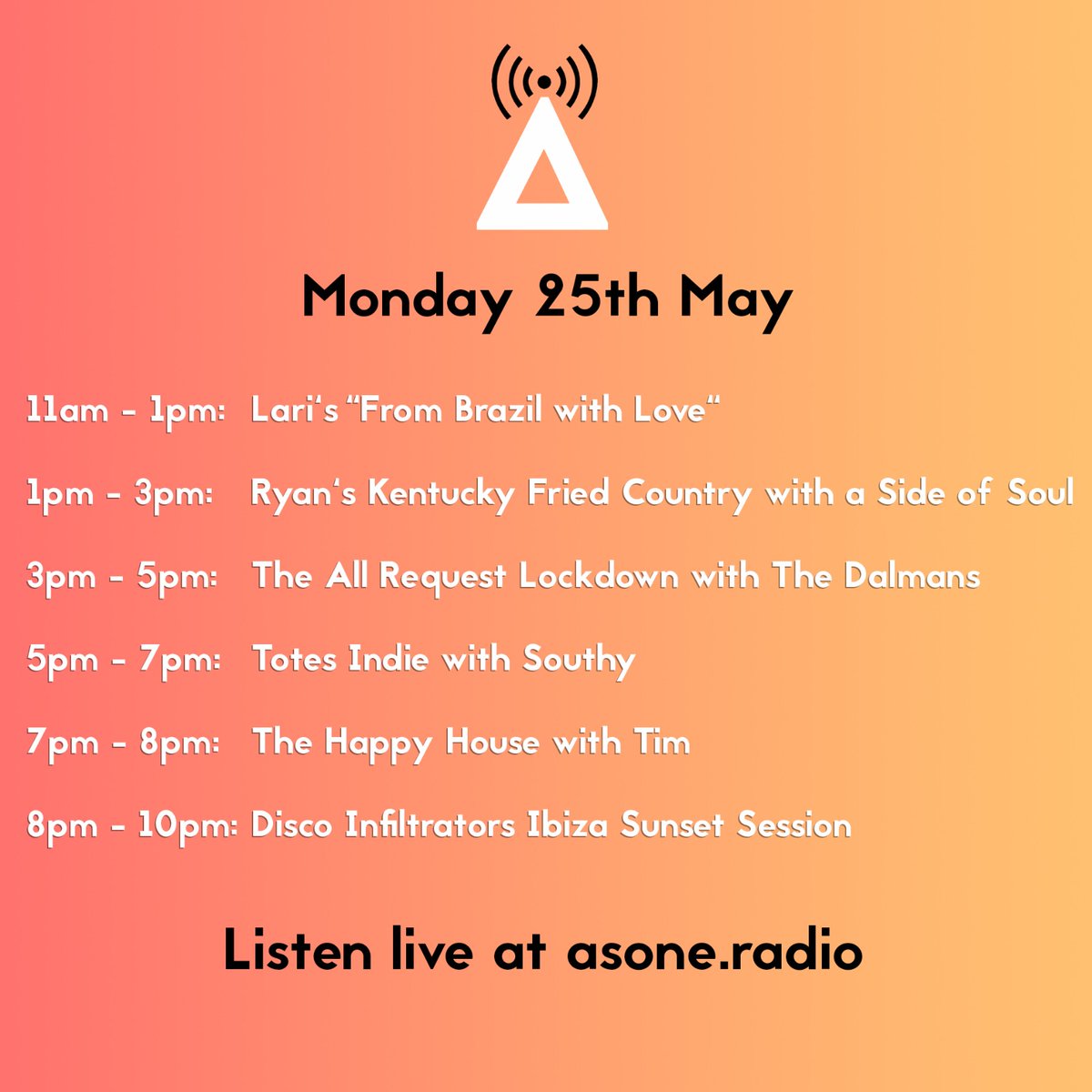 Our Bank Holiday Bonanza is here!!! 25 DJs bringing over 40 hours of music to the airwaves all weekend long! Tune in at asone.radio