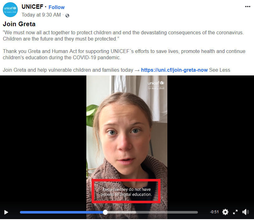 April 30 2020: Thunberg resurrected in order to promote " #digitalization for all" as the  #FourthIndustrialRevolution brings civil society into it's fold. Partnering with  #UNICEF (UN/ #WEF) "Access to  #digital  #education" is prioritized over nutrition, water, & sanitation.  #4IR