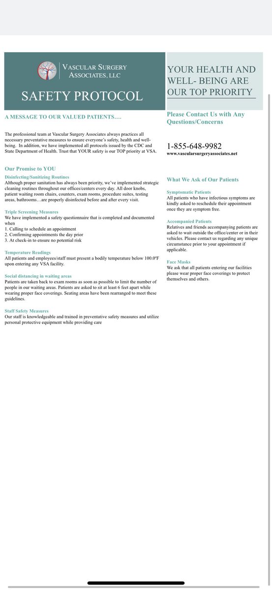 Vascular Surgery Associates (@vsa_llc) on Twitter photo Our practice’s well-defined safety protocol during the pandemic for office visits, procedures, and testing. <a href="/UpperChesapeake/">UM UCH</a> <a href="/unioninsider/">Union Hospital</a> <a href="/LBHealth/">LifeBridge Health</a> <a href="/SJMCTowson/">SJMCTowson</a> <a href="/GBMCHealthcare/">GBMCHealthCare</a> Our practice’s well-defined safety protocol during the pandemic for office visits, procedures, and testing. <a href="/UpperChesapeake/">UM UCH</a> <a href="/unioninsider/">Union Hospital</a> <a href="/LBHealth/">LifeBridge Health</a> <a href="/SJMCTowson/">SJMCTowson</a> <a href="/GBMCHealthcare/">GBMCHealthCare</a>