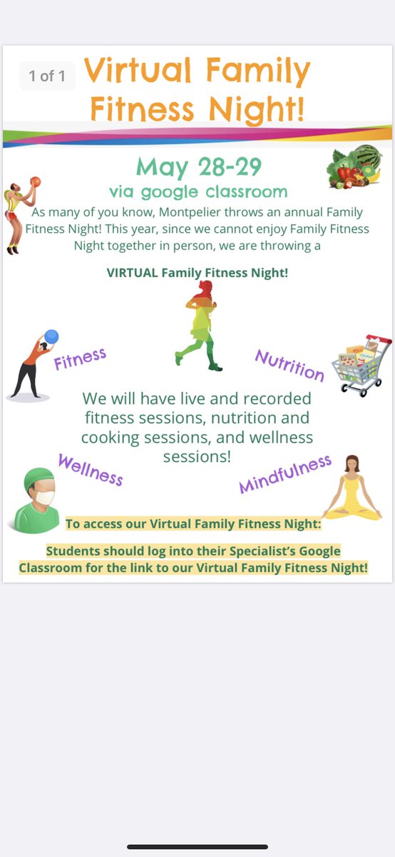 Attention <a href="/MontpelierES/">Montpelier Elementary School</a> family! Coming your way next week our annual Family Fitness Night will go virtual! <a href="/FurlowMrs/">Mrs. Furlow</a> <a href="/montpelierelem1/">Montpelier Elementary Physical Education</a>