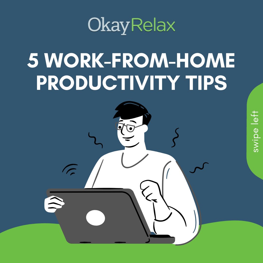 Still struggling to adjust to the #newnormal? Here are 5 Work-From-Home Productivity Tips from OkayRelax: bit.ly/5OKRWFHtips

STAY HOME, STAY SAFE. 👌🏼

#WFH #workfromhome #remotework #remoteworkingtips #productivity #productivityhacks #productivitytips #workfromhometips