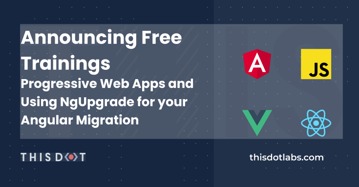 ThisDotMedia's tweet photo. Two new trainings, absolutely FREE!
Check out "Introduction to PWA and Service Workers" by @devpato and "Upgrading #AngularJS to #Angular Using #NgUpgrade" by @frederikprijck!
https://t.co/9u7tlitQCl
#100DaysOfCode #CodeNewbie #webdeveloper #javascript https://t.co/sHlpcqkYt8
