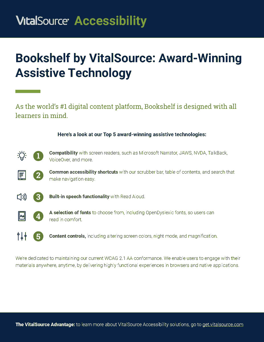 VitalSource is dedicated to maintaining our conformance to accessibility standards. Here is a list of our top 5 award-winning assistive technologies #GAAD