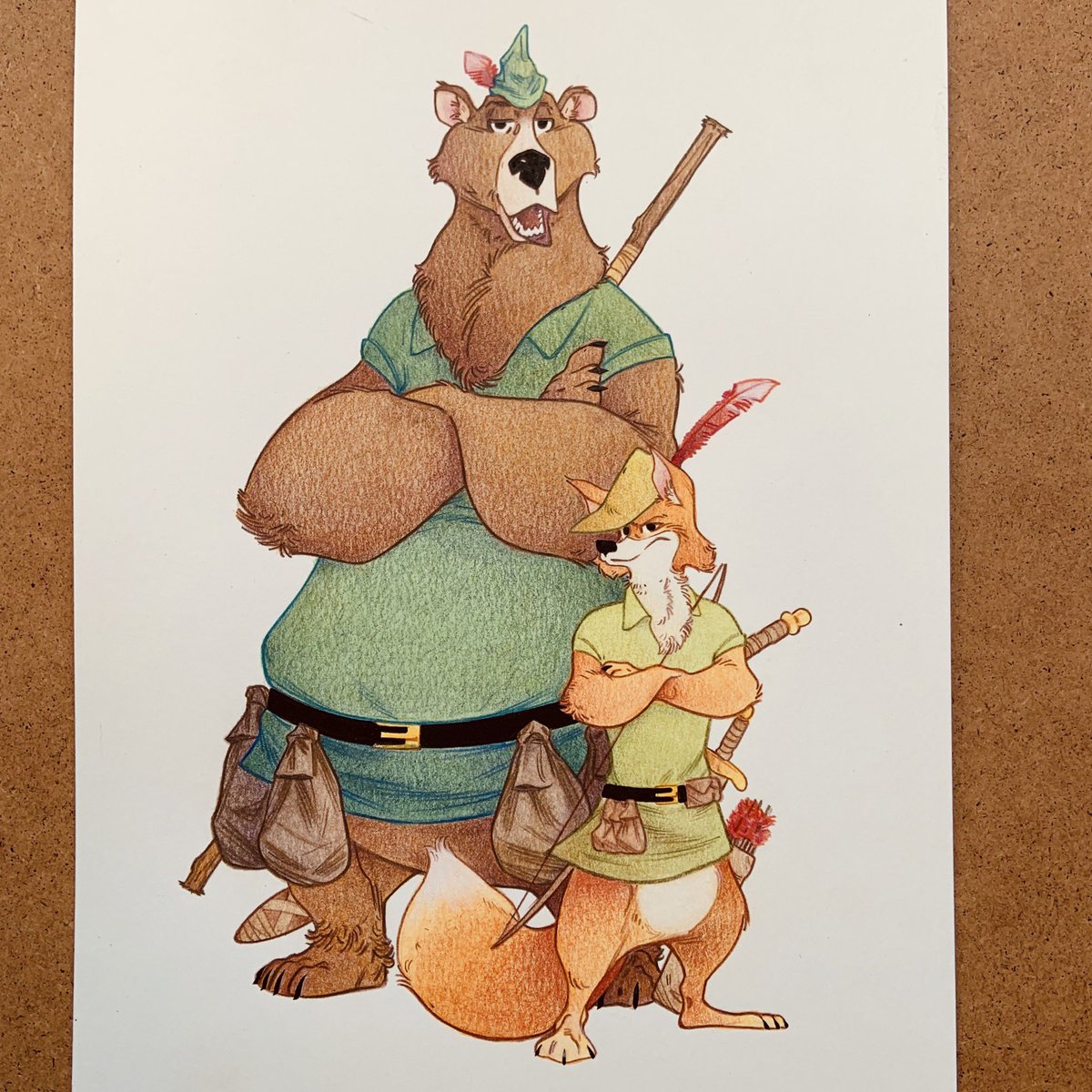 #cartoon  #color #watercolor #painting #pencil #art #amazing #pic #picoftheday #winsorandnewton #derwent #fabriano #traditional #paneloftheday #drawing #mix #michelepasta #photography #brush #tribute #robinhood #littlejohn #disney #classic #fox #bear #illustration #illustrator