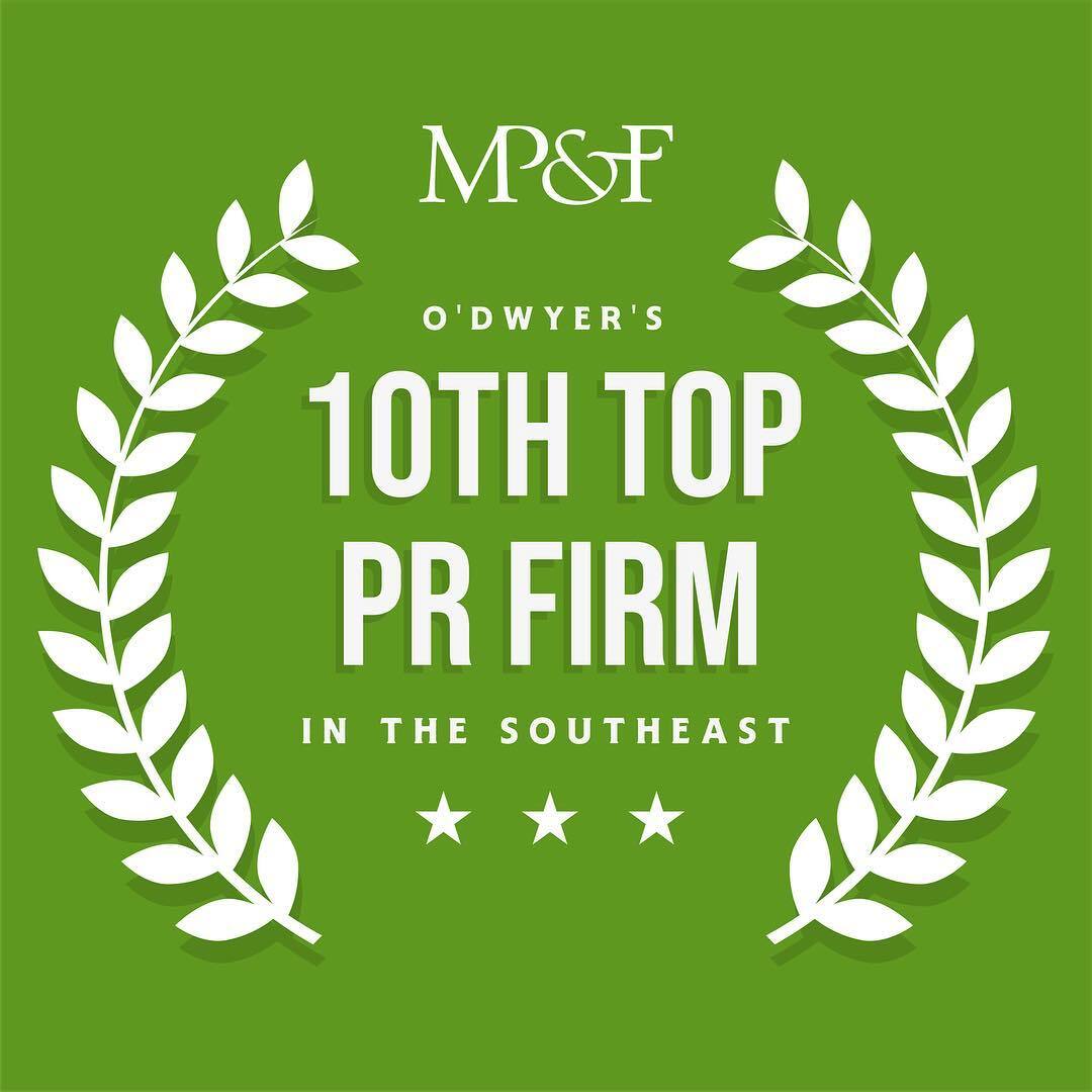 Thanks, <a href="/odwyerpr/">O'Dwyer's PR News</a>, for naming us one of the top 10 PR firms in the Southeast. We’re proud of our work, our clients and our team, who knocks it out of the park every single day.