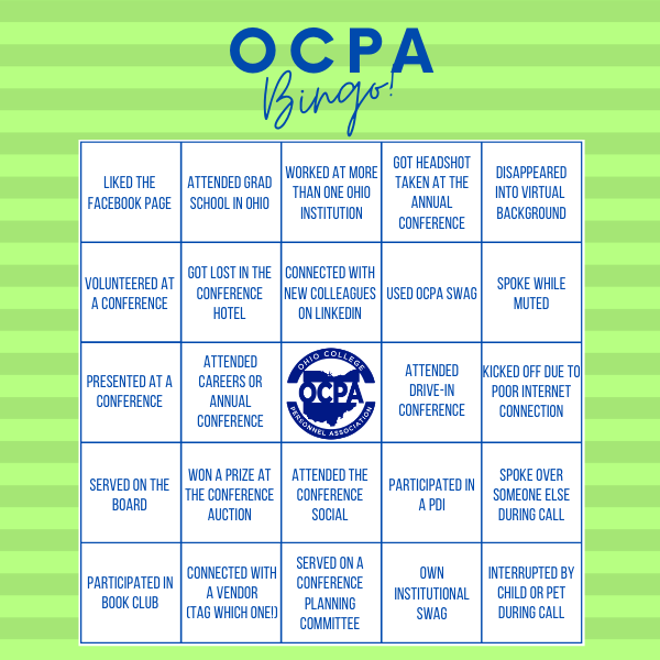myOCPA's tweet photo. It's almost the weekend 🙌. Time for a little fun and games! Mark your #OCPAchat board and then nominate a friend or colleague. Maybe @colettemae, @65MarlinZeno, and @1Humbel can get us started! https://t.co/kHodYJsQwW