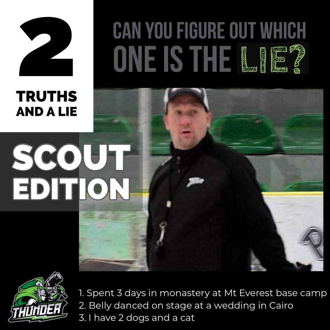 DVThunder's tweet photo. Round ✌️
Today’s Scout Edition of 2 truths and 1 lie we have @JamesGronau . He has given 3 things about himself. 2 of them are true and 1 is a lie.
Which one is it?
#2truths1lie | #DVT | #scoutedition https://t.co/oyj1zJZ3Uo