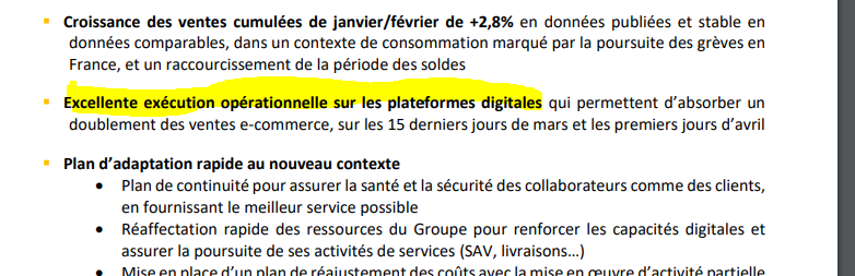 Et si Amazon reste ouvert, ses concurrents aussi, non ? Bien sûr que oui.Par exemple, dans sa publication du premier trimestre, la  #FNAC se targue de l'excellence opérationnelle de ses plateformes web. On peut supposer que les clients ont donc reçu leurs colis !