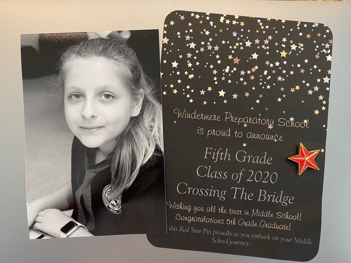 NMacAnthony's tweet photo. Cara has officially graduated 5th Grade and is off to middle school when school is back !! @DMAC102 #windermereprep #5thgradegraduation #proudmom https://t.co/sVidWmfgHU