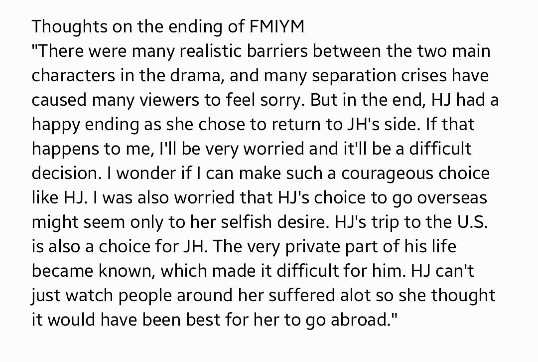  #MoonGaYoung's thoughts on the ending of  #FindMeInYourMemory