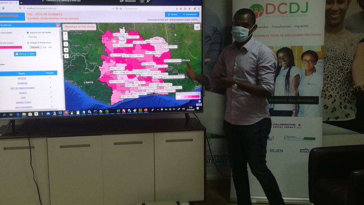 DCDJCI's tweet photo. "Hack The #225DataInventory" 

Picth 3 avec M. KONÉ Mamadou sur le thème de "la représentation géographique des jeux de données de la plateforme" 
 #InventaireDesDonnées #DCDJ #OpenDataCI #CAFDO https://t.co/paGg7KJBC9
