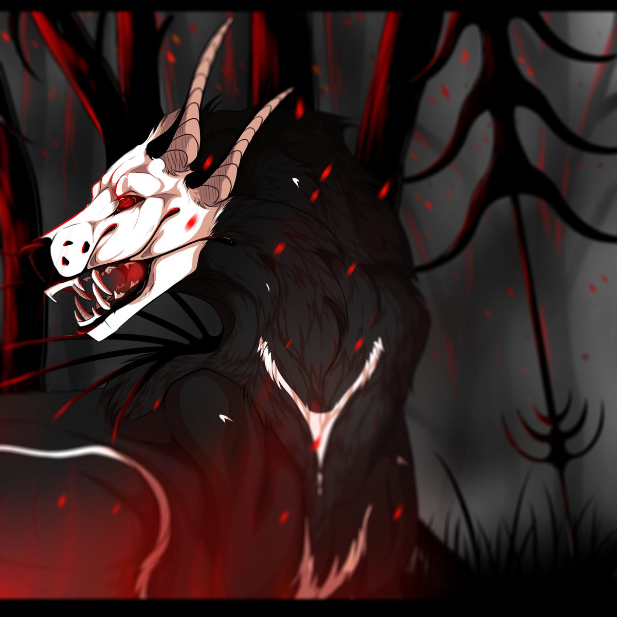 deadwxlves_'s tweet photo. A personal piece of my mascot, it's been a while but I decided to draw something for myself while drowning in commissions since that's responsible c;

Art n Character @CorruptAshes 
Please do not trace/steal/repost/use this art without permission! https://t.co/Z2uOKMNnBG
