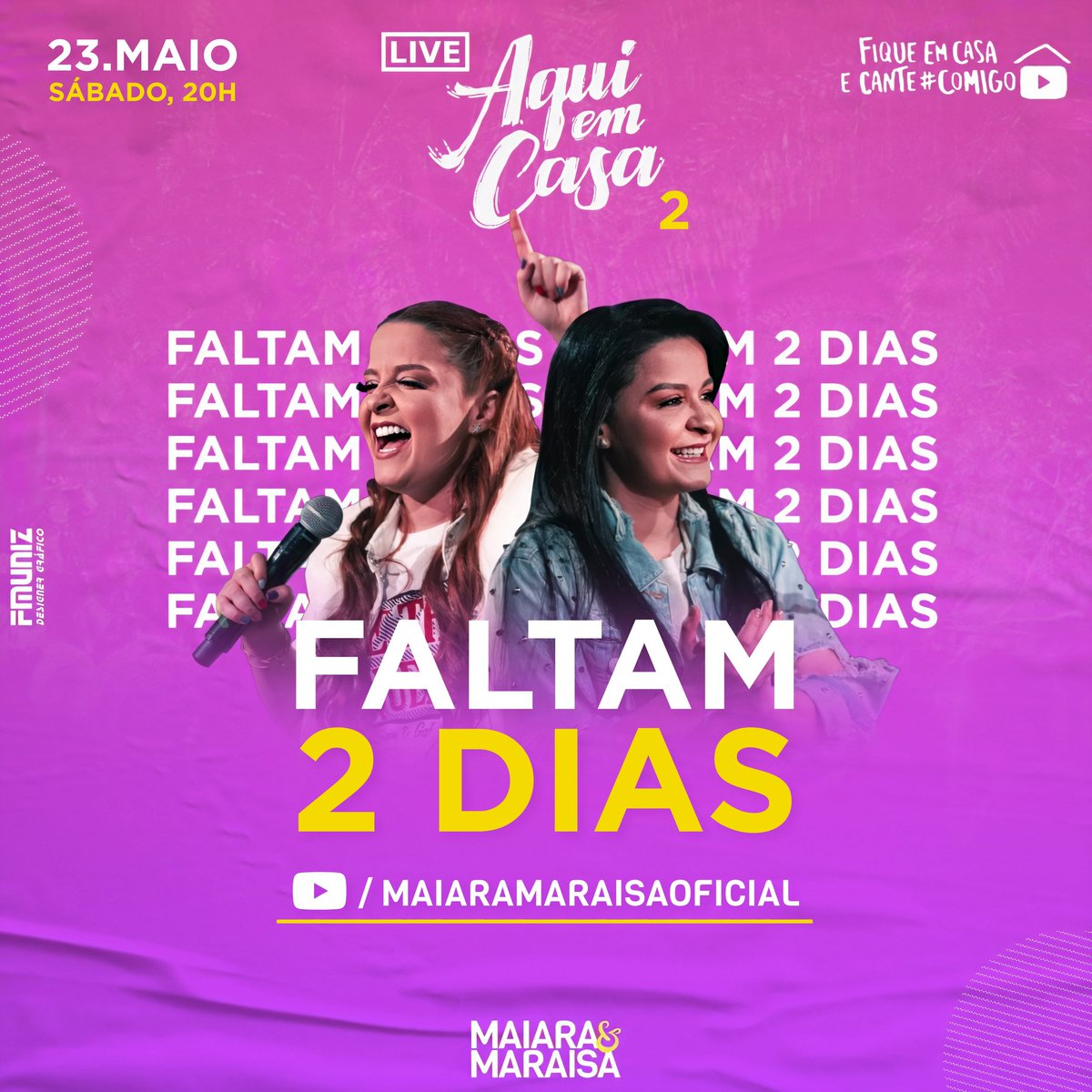 fmcoments's tweet photo. FALTAM APENAS 2 DIAS 😍 neste sábado, 23 de maio às 20h, tem mais uma live incrível das gêmeas mais amadas do Brasil, no canal oficial do youtube (maiaramaraisaoficial), não percam !!! ❤️🎶💥
.
.
#maiara #maraisa #maiaraemaraisa #livemem #liveaquiemcasa #aquiemcasadois https://t.co/vZDemxpxjM