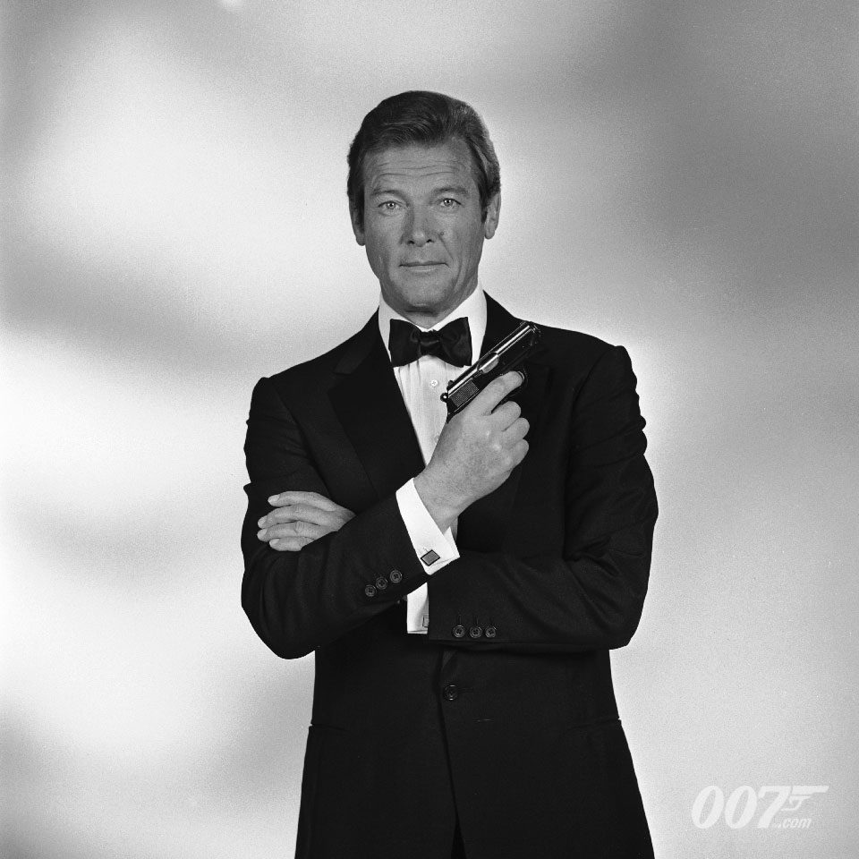 007's tweet image. Today in 2017, Sir Roger Moore passed away. He played James Bond seven times. Share your memories of the great man in the comments.