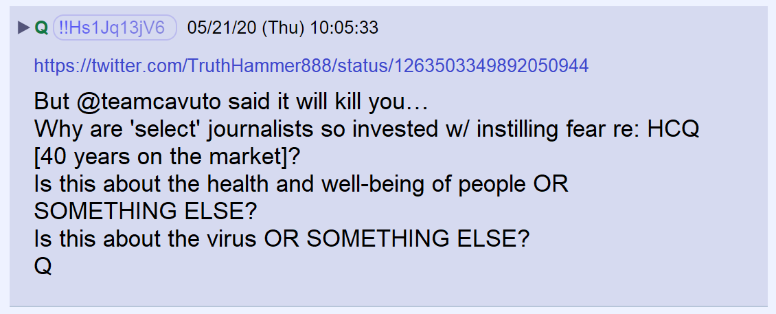 71) HCQ has been used by millions of people with few side effects.Why do some journalists oppose its use? https://twitter.com/TruthHammer888/status/1263503349892050944