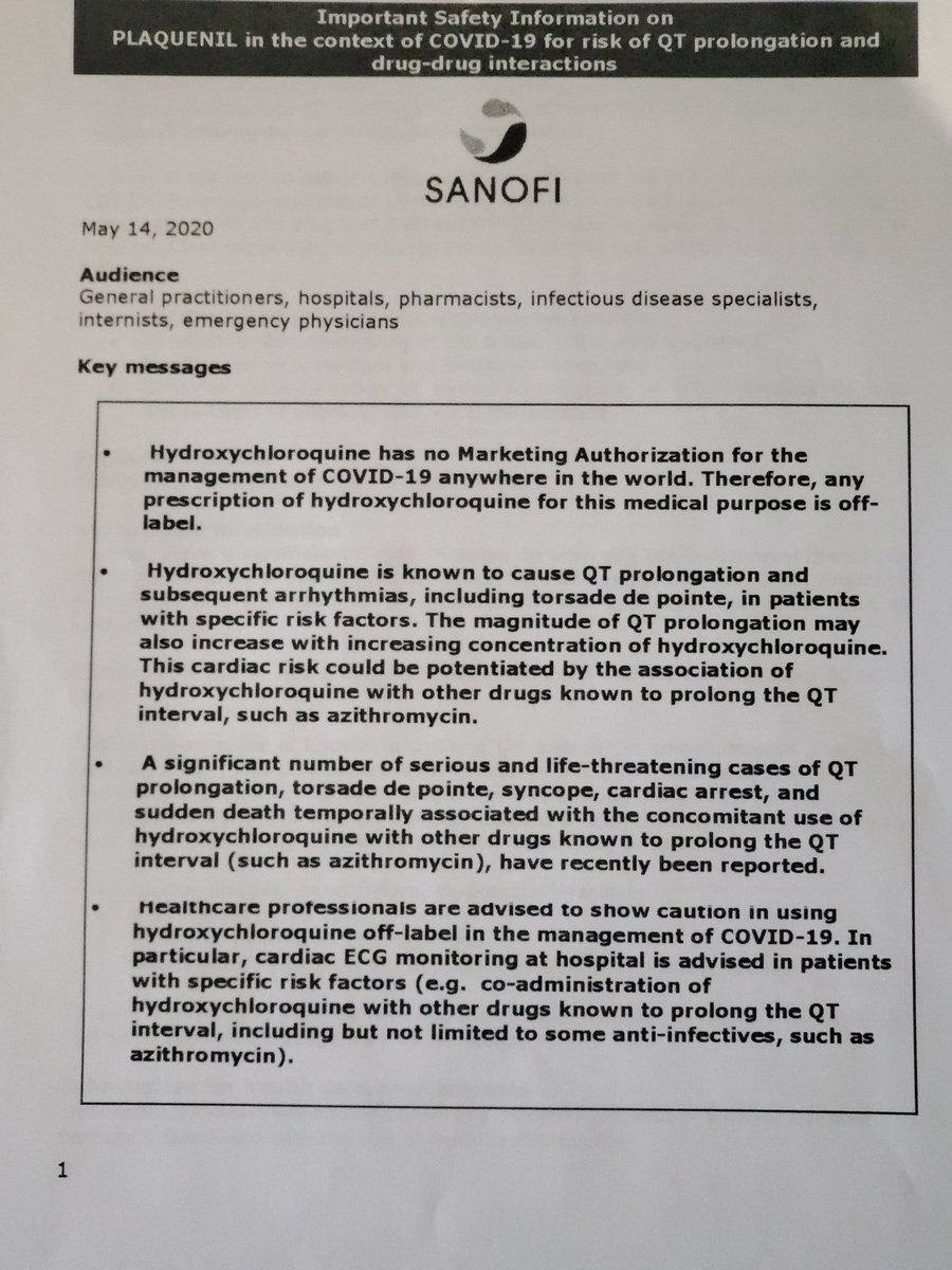 johnmgillis's tweet photo. From, well, Sanofi, the company that makes hydroxychloroquine.  Right to my fax machine. 

Not approved.  Off label.  Dangerous.  

Big Pharma says no FFS.  Is that enough?

#Hydroxychloroquine 
#Covid19 #BigPharma 
#trump #uspoli #cdnpoli https://t.co/iqP4vtv3iR
