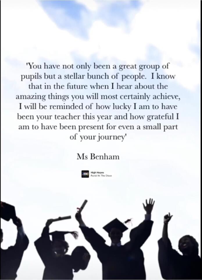 DeansrathCC's tweet photo. Class of 2020! Some more messages from staff to send you on your journey. Hope you all enjoyed the Virtual Farewell! We wish you all the very best. #DCCisTheKey https://t.co/KmBlKEE3rO