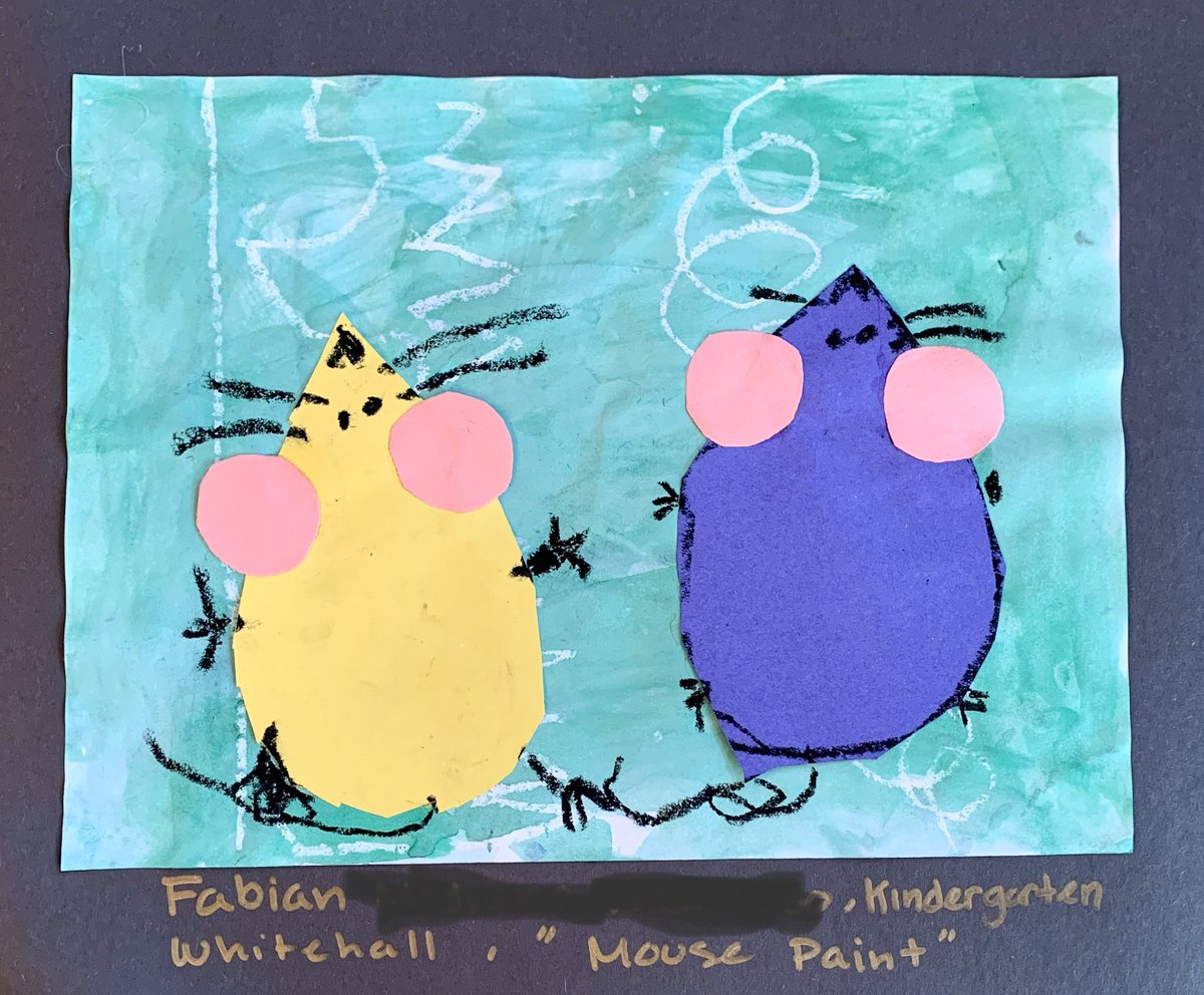 WhitehallART's tweet photo. Little kindergarten primary color mice playing together to make the secondary colors! @WhitehallNASD #nasdproud https://t.co/J52aU2VgVB