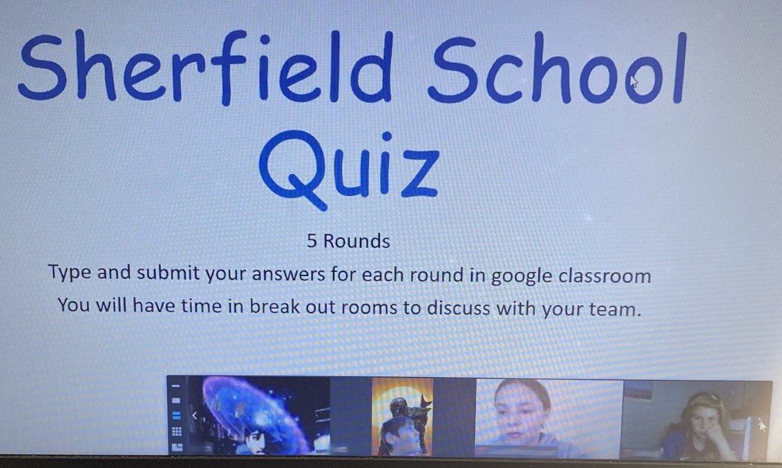 SchoolSherfield's tweet photo. As part of #MentalHealthAwarenessWeek &amp; to keep our #SeniorPrep pupils connected we held a #Year7 &amp; #Year8 Quiz last night. Miss Gillen was a fab Quizmaster &amp; lots of fun was had by all! Congrats to the winners: Darcy, Grace, Ava &amp; Sophie. #SHFYear7 #SHFYear8 #SherfieldAtHome https://t.co/lrzrM2OCWE