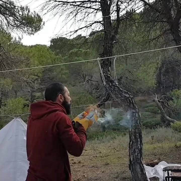 SamSaliby's tweet photo. Making a fire nest and lighting it up for campfire is just a magical way to build a campfire.
I create a spark, the nest catches and I just give it a blow, a piece of my own breathe growing it up to be a campfire, the heat that'll provide me comfort and security.
#wolvesoflebanon https://t.co/sPAGiafwYm